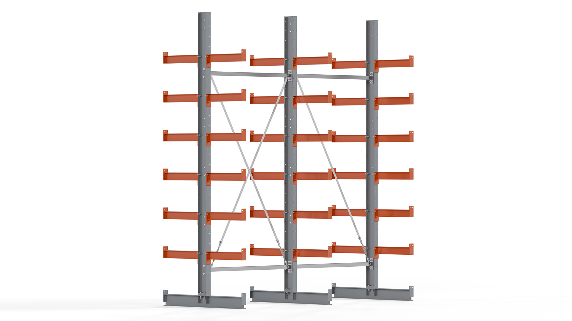 Kragarmregal KARL basic - lackiert - Breite: 256 cm - Höhe: 300 cm - Tiefe: 50 cm - Traglast je Kragarm: 870 kg - beidseitig