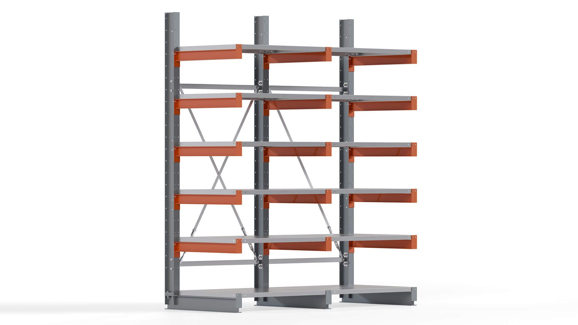 Kragarmregal KARL basic - lackiert - Breite: 200 cm - Höhe: 250 cm - Tiefe: 80 cm - Traglast je Kragarm: 550 kg - einseitig