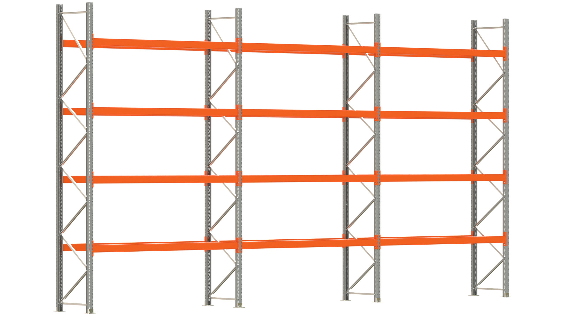 Palettenregal ARTUS - Breite 844 cm - Höhe 450 cm - Tiefe 80 cm - Fachlast 2320 kg - 30 Palettenstellplätze