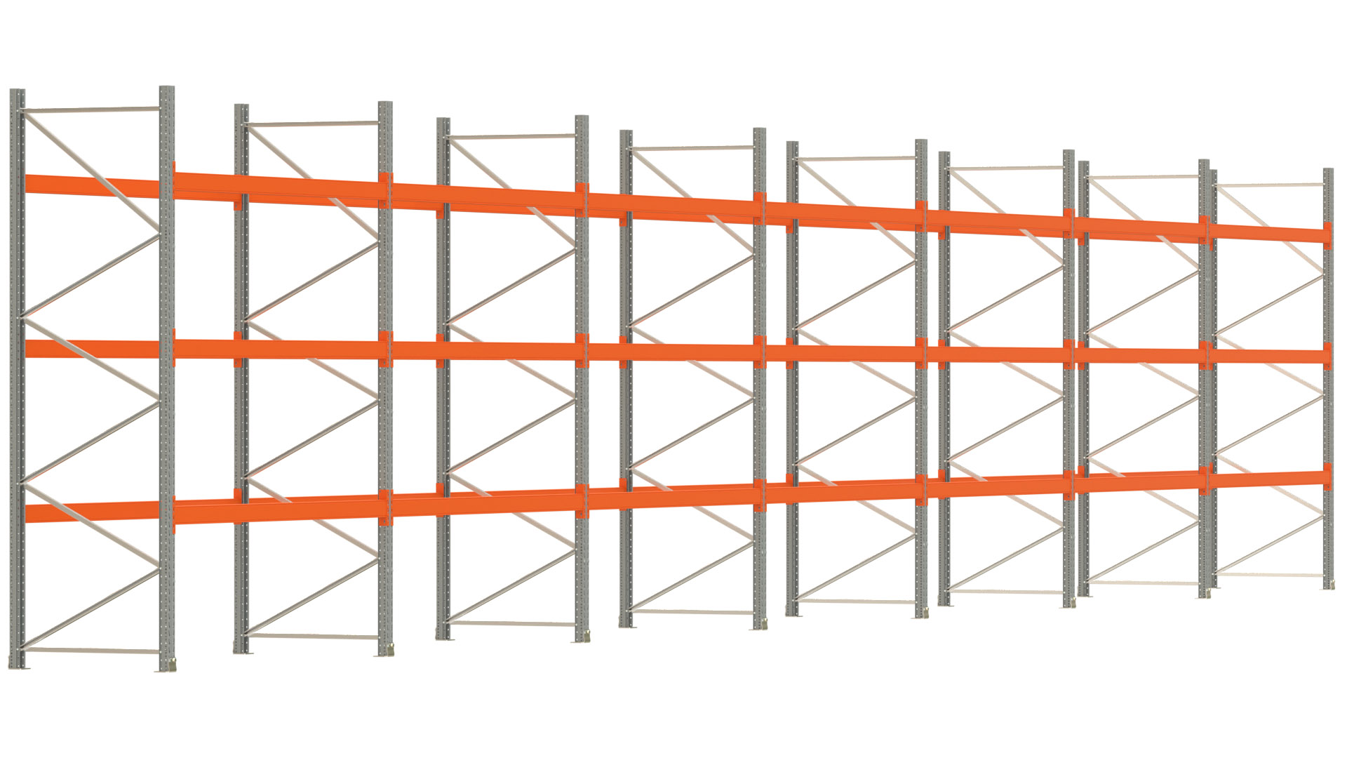Palettenregal ARTUS - Breite 1958 cm - Höhe 350 cm - Tiefe 110 cm - Fachlast 2000 kg - 84 Palettenstellplätze