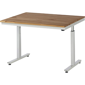 Elektrisch höhenverstellbarer Arbeitstisch, Breite 125 cm, Tiefe 100 cm, Höhe 112 cm,  Schublade(n), Platte: Buche-Riegel