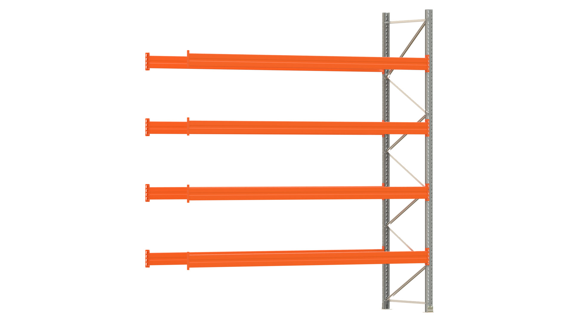 Palettenregal ARTUS - Anbaufeld - Breite 368,5 cm - Höhe 400 cm - Tiefe 110 cm - 4 Träger Ebenen