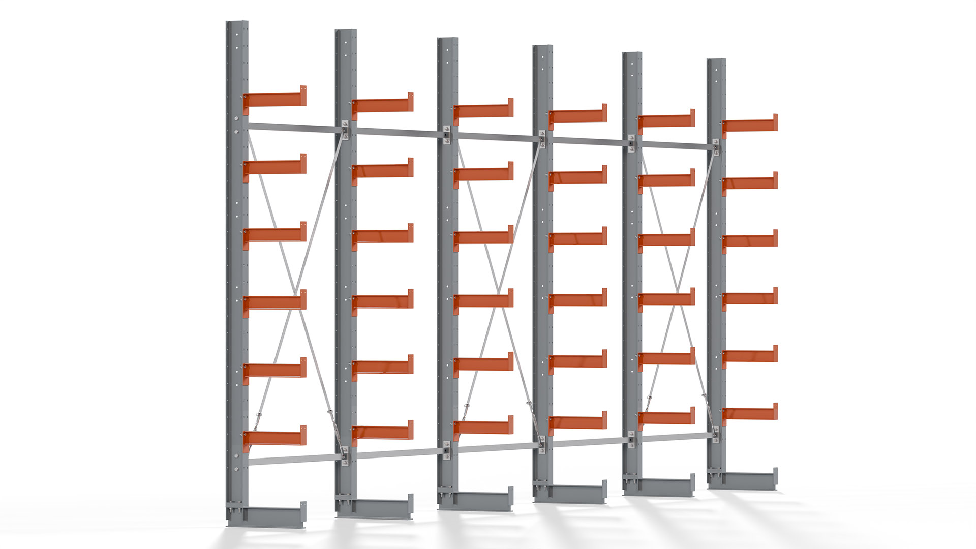 Kragarmregal KARL basic - lackiert - Breite: 640 cm - Höhe: 300 cm - Tiefe: 40 cm - Traglast je Kragarm: 1100 kg - einseitig