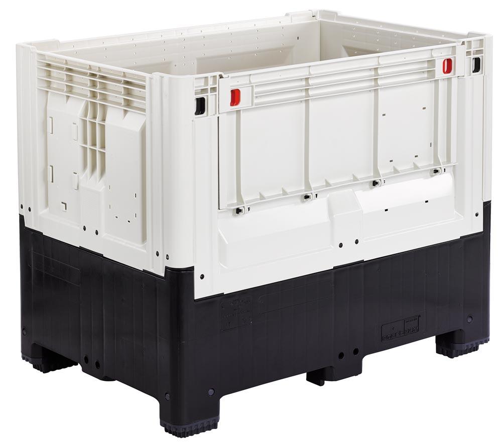 Palettenbox mit Füßen - Polyethylen - klappbar - Traglast 650 kg - 973 x 1.200 x 800 mm (HxBxT) - elfenbein/schwarz