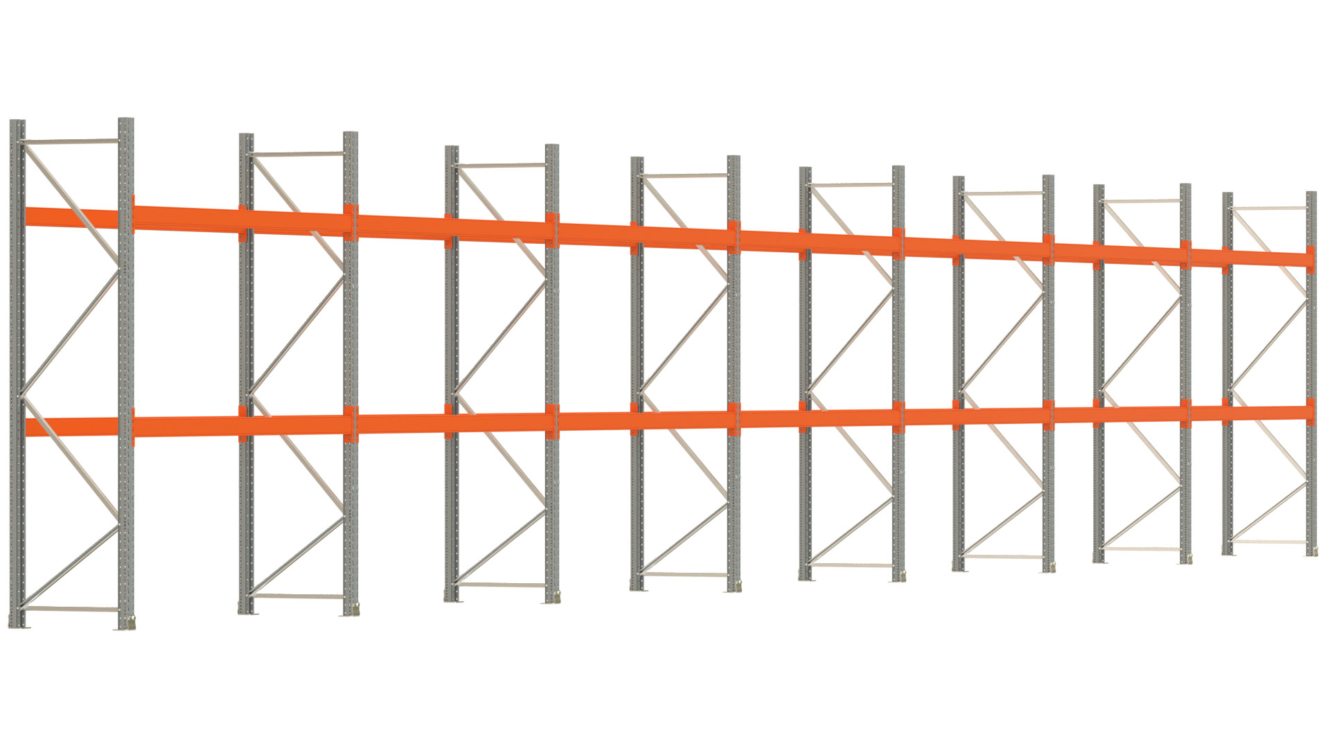 Palettenregal ARTUS - Breite 1958 cm - Höhe 300 cm - Tiefe 80 cm - Fachlast 2000 kg - 42 Palettenstellplätze