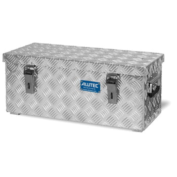 Riffelblech Aluminiumbox, Lagerbox, Alu Kiste - Aluminiumbehälter - Transportbehälter - Griffe und Verschlüsse aus Edelstahl - 37 l Vol. - 270 x 622 x 275 mm (HxBxT)