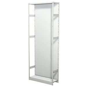 Aktenregal, Büroregal - Steckregal mit Rückwand, ohne Böden, Grundfeld, BxTxH 960x300x2600 mm, lichtgrau