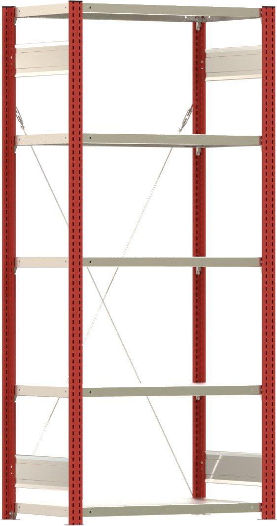 Fachbodenregal BERT - Breite: 87,5 cm - Tiefe: 50 cm - Höhe: 200 cm - 5 Böden - Grundregal