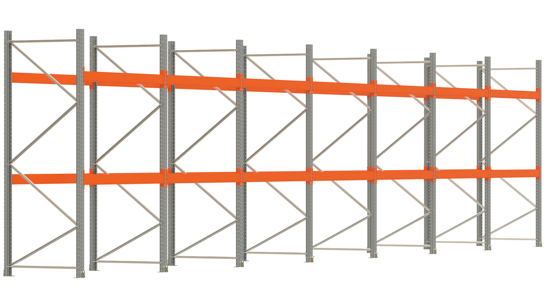 Palettenregal ARTUS - Breite 1398 cm - Höhe 300 cm - Tiefe 110 cm - Fachlast 2000 kg - 42 Palettenstellplätze