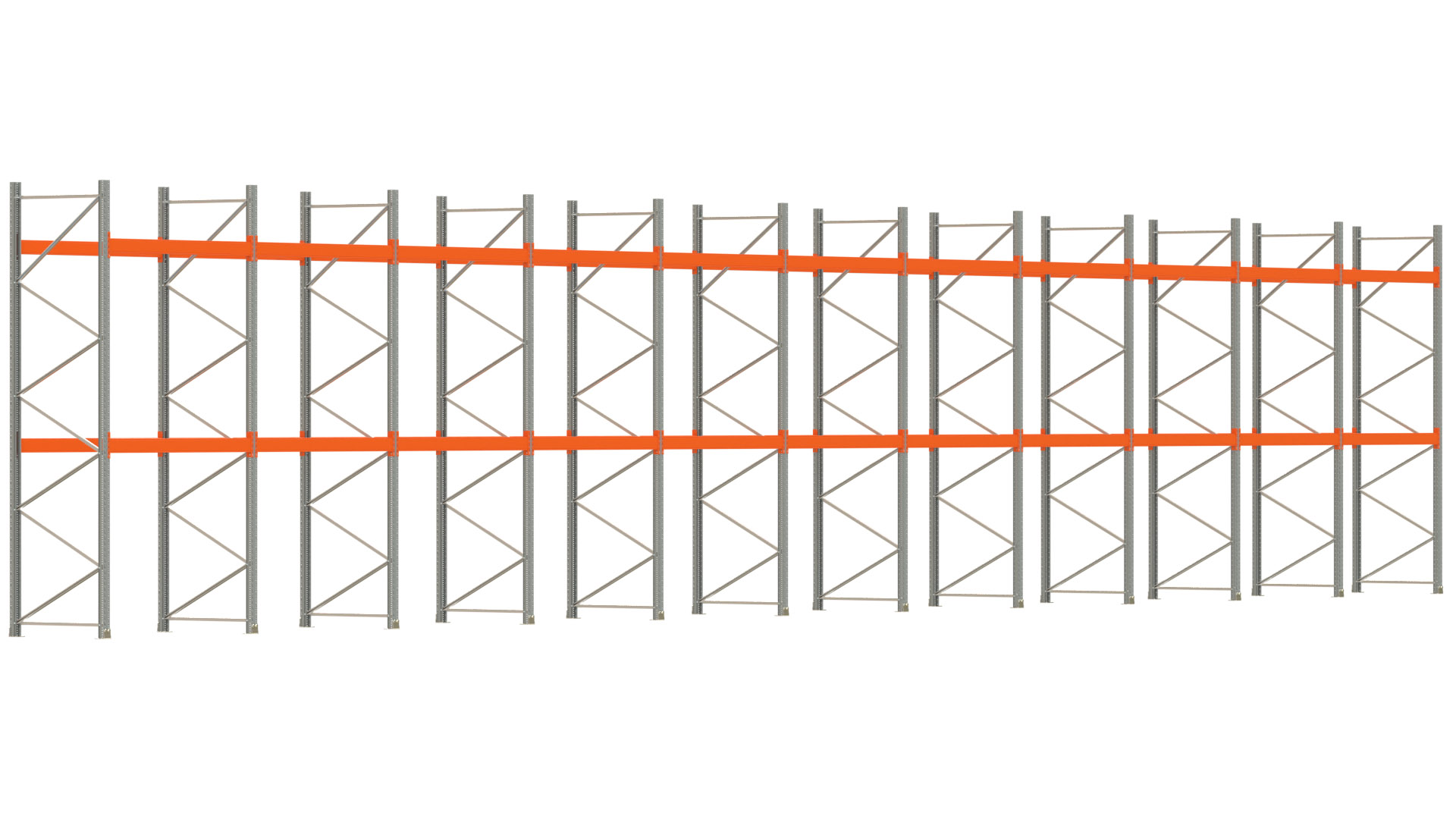 Palettenregal ARTUS - Breite 2192 cm - Höhe 400 cm - Tiefe 110 cm - Fachlast 2000 kg - 66 Palettenstellplätze