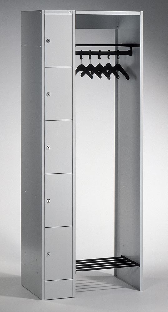 Garderobe, Garderobenanlage, Breite 74 cm, Höhe 195 cm, Tiefe 48 cm, 5 Fächer