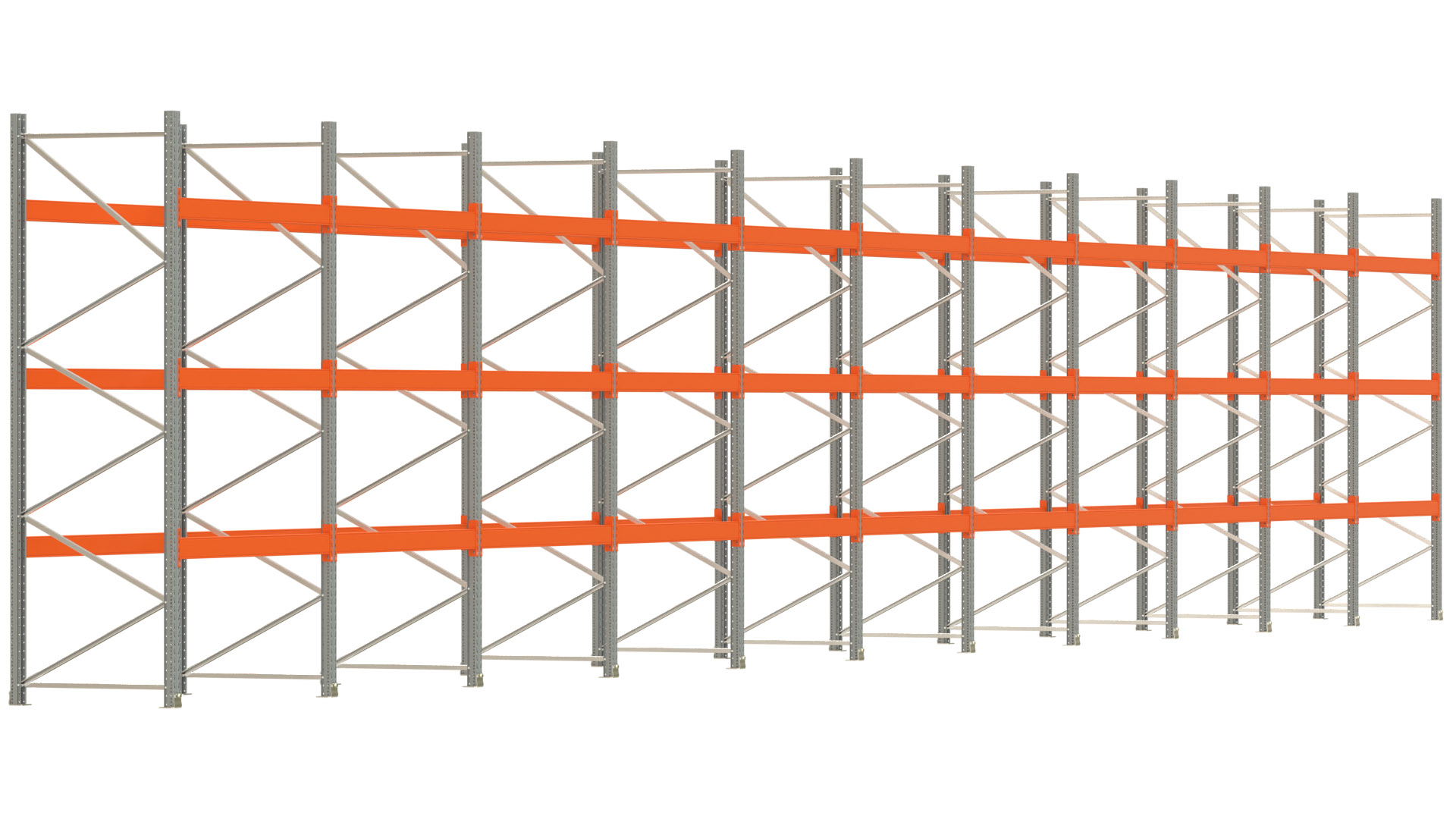 Palettenregal ARTUS - Breite 2192 cm - Höhe 350 cm - Tiefe 110 cm - Fachlast 2000 kg - 88 Palettenstellplätze