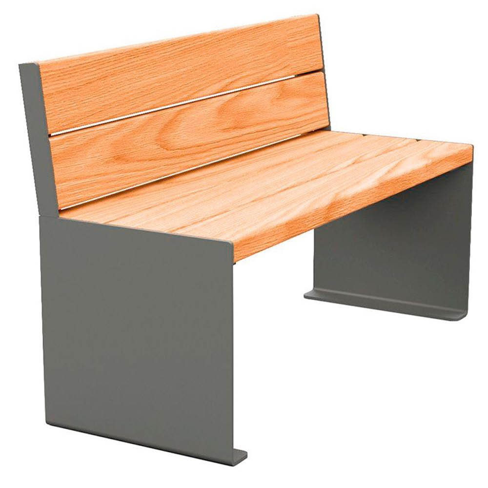 Parkbank, Breite 1200 mm, Gestell Stahl 450x 450 mm, verzinkt, Sitzfläche Tropenholz hell, Sitzhöhe 450 mm, Gestell grau