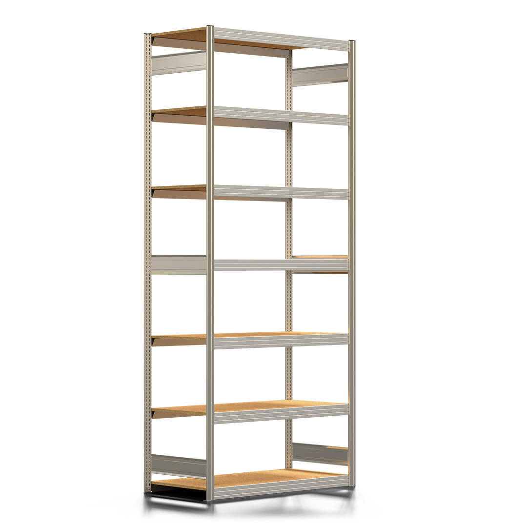 Fachbodenregal BERT - Breite: 128,5 cm - Tiefe: 60 cm - Höhe: 300 cm - 7 Böden - Grundregal