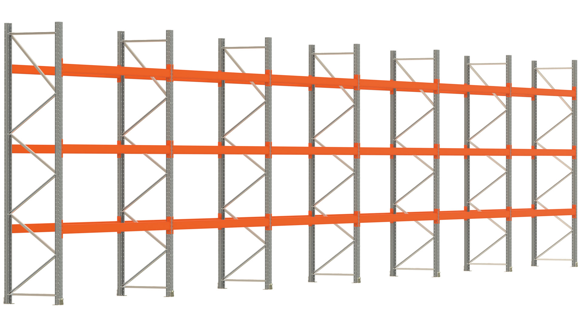 Palettenregal ARTUS - Breite 1679,5 cm - Höhe 350 cm - Tiefe 80 cm - Fachlast 2000 kg - 48 Palettenstellplätze