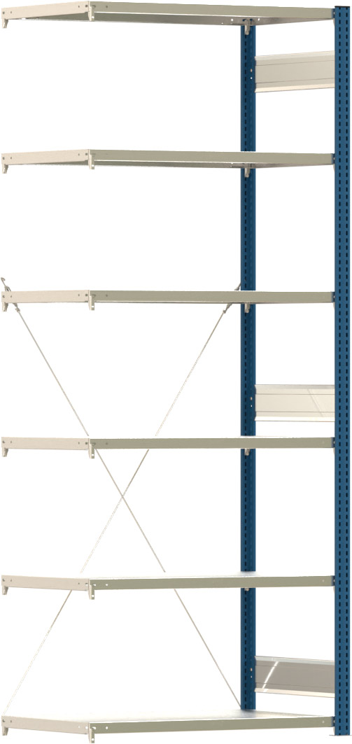 Fachbodenregal BERT - Breite: 100,5 cm - Tiefe: 60 cm - Höhe: 250 cm - 6 Böden - Anbauregal