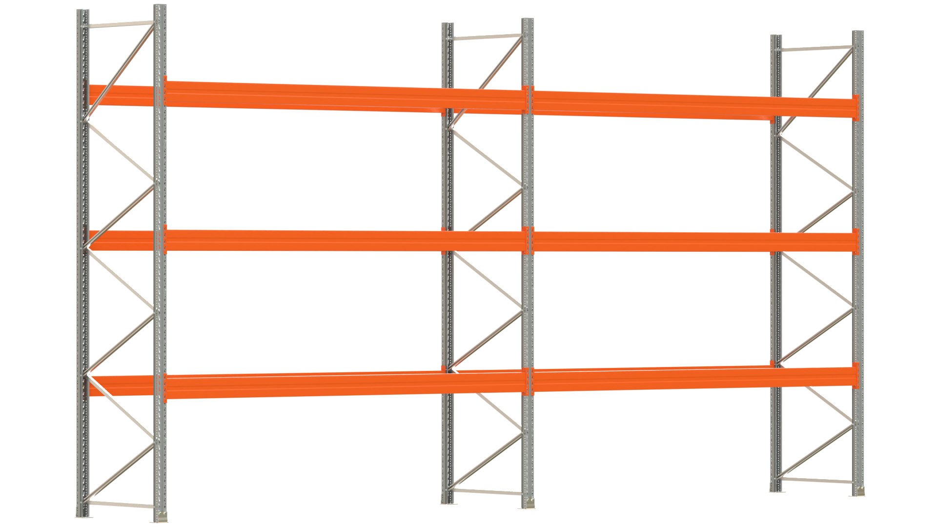 Palettenregal ARTUS - Breite 745,5 cm - Höhe 400 cm - Tiefe 110 cm - Fachlast 3000 kg - 32 Palettenstellplätze