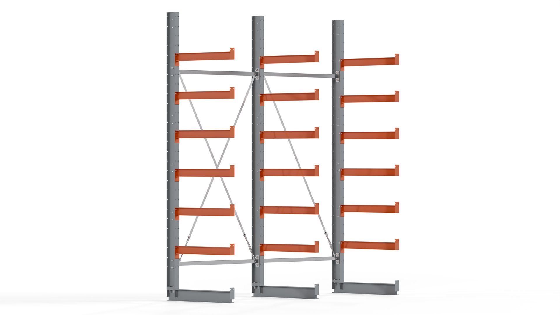 Kragarmregal KARL basic - lackiert - Breite: 256 cm - Höhe: 300 cm - Tiefe: 80 cm - Traglast je Kragarm: 550 kg - einseitig