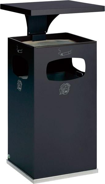 Kombi- Ascher mit Schutzdach für den Außenbereich - Mülleimer - Farbe schwarz