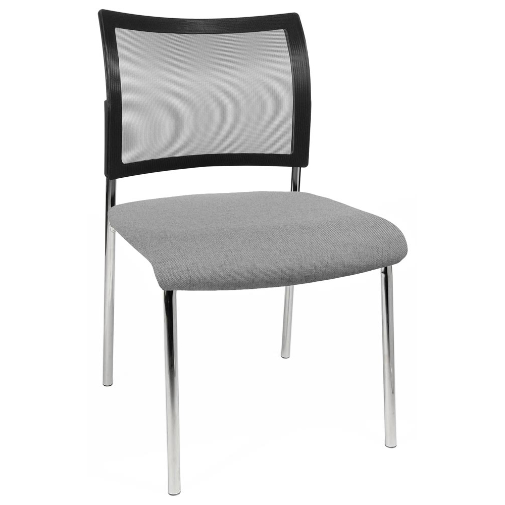 Stapelstuhl, Sitz-BxTxH 480x450x430 mm, Gesamthöhe 830 mm, 4-Fuß-Gestell verchromt, Netzrücken schwarz, Sitzpolster schwarz/hellgrau, VE 2 Stück