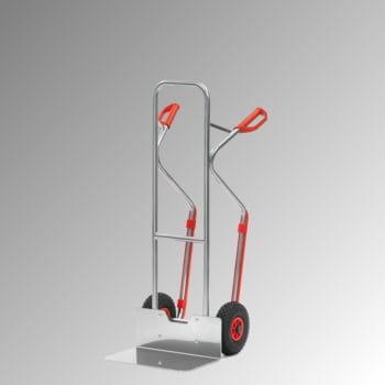 Fetra - Sackkarre, Alukarre - 200 kg - Schaufel 480 x 300 mm (BxT) - Kunststoff-Gleitkufen - Luftbereifung