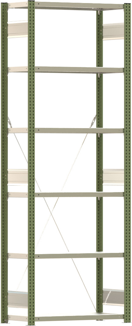 Fachbodenregal BERT - Breite: 87,5 cm - Tiefe: 40 cm - Höhe: 250 cm - 6 Böden - Grundregal