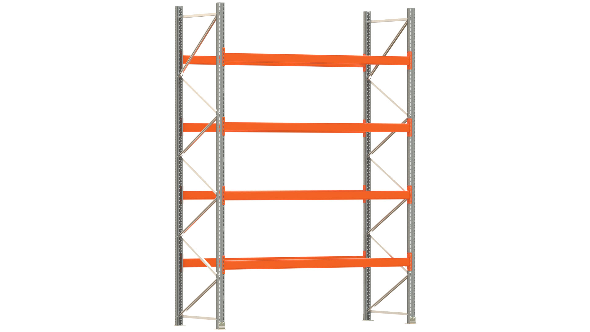 Palettenregal ARTUS - Breite 287 cm - Höhe 400 cm - Tiefe 110 cm - 4 Träger-Ebenen - Fachlast 2000 kg - 15 Palettenstellplätze