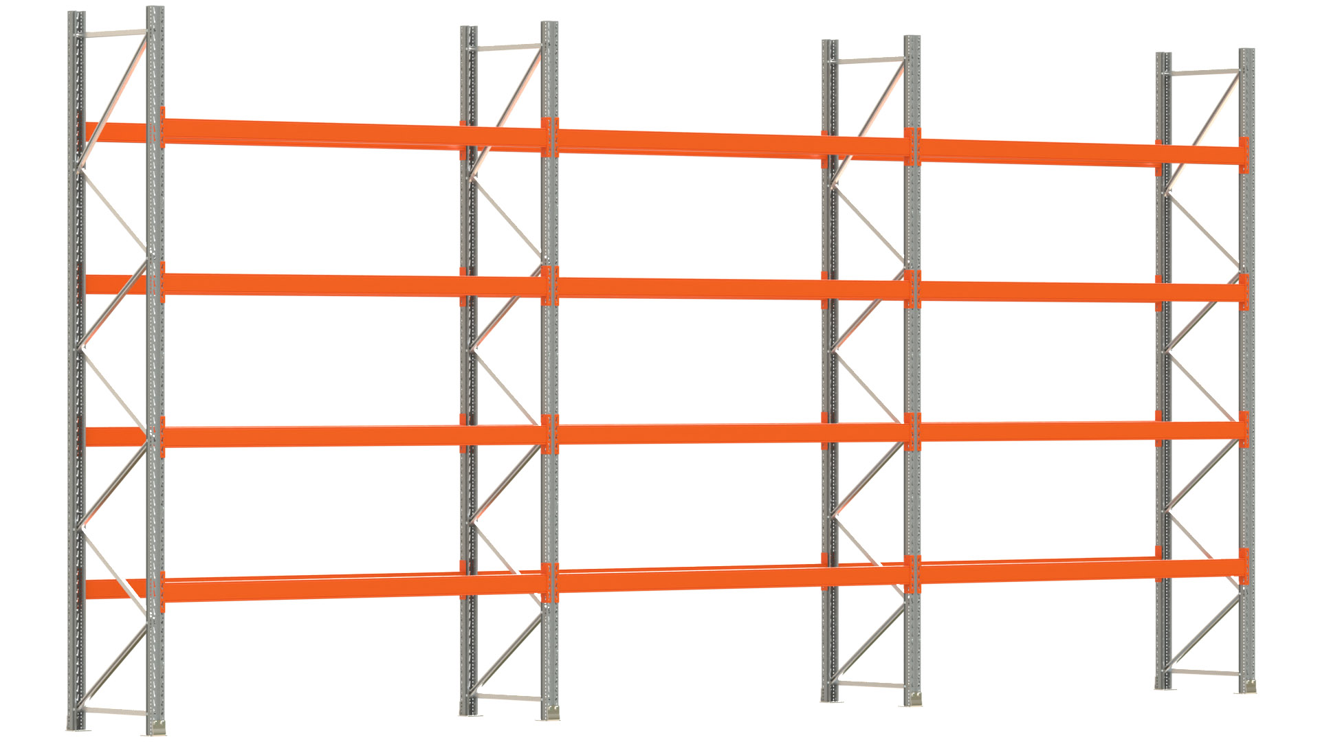 Palettenregal ARTUS - Breite 844 cm - Höhe 400 cm - Tiefe 80 cm - Fachlast 2000 kg - 30 Palettenstellplätze