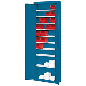 Flügeltürenschrank, BxTxH 680x280x2150 mm, RAL 5007 brilliantblau, Fachlast 50 kg