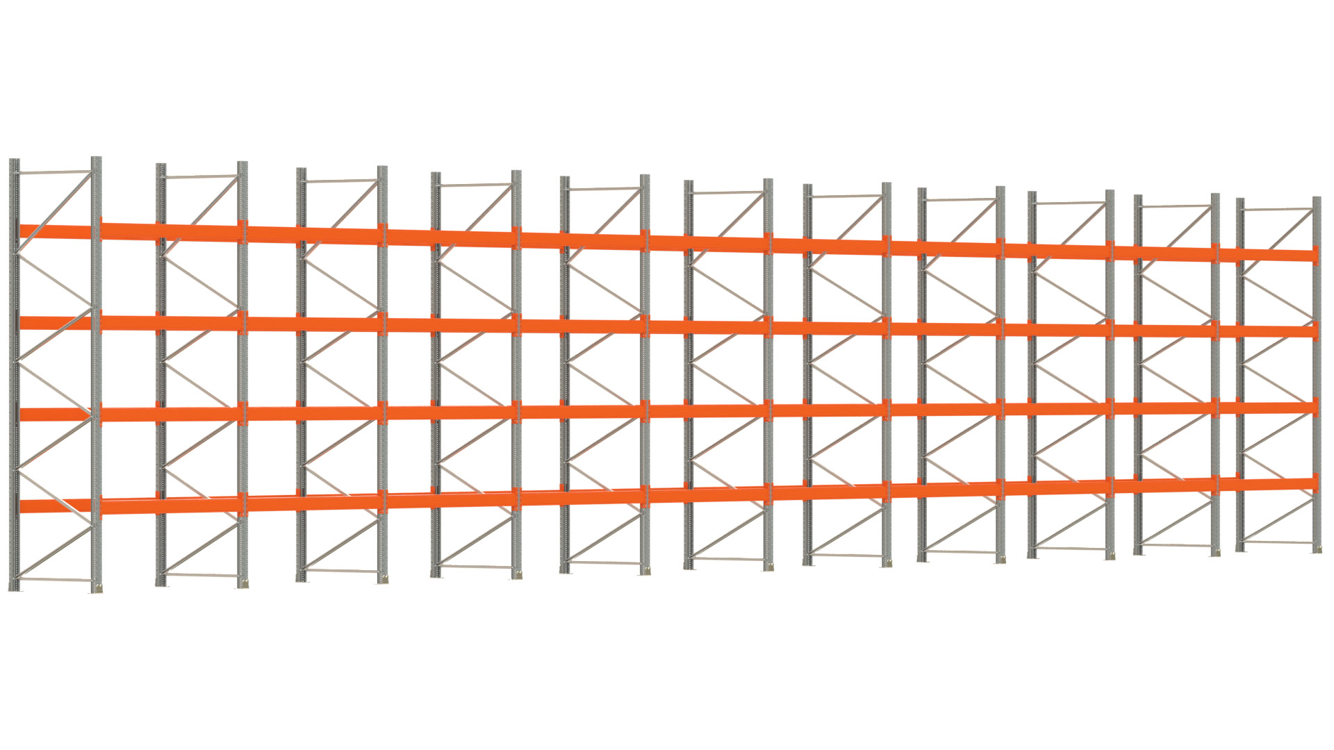 Palettenregal ARTUS - Breite 1993,5 cm - Höhe 400 cm - Tiefe 110 cm - Fachlast 2600 kg - 100 Palettenstellplätze
