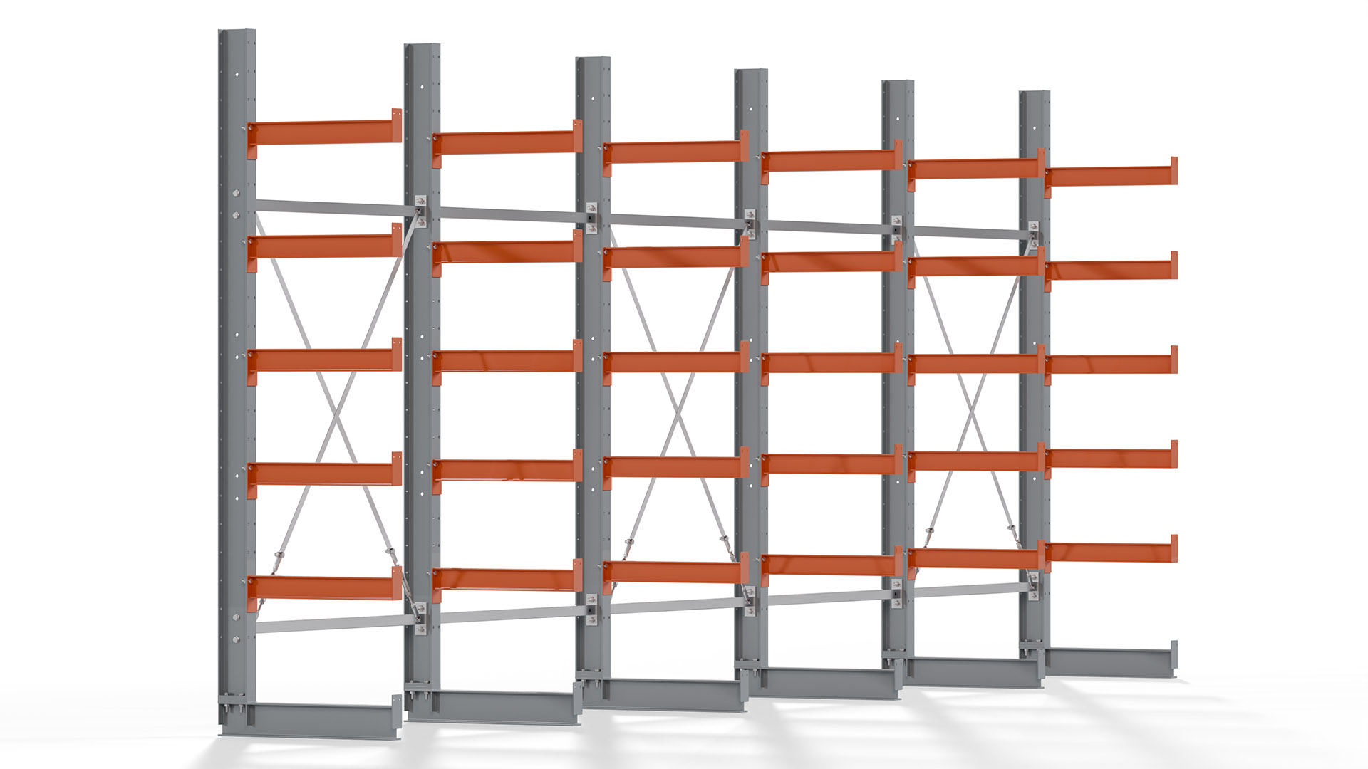 Kragarmregal KARL basic - lackiert - Breite: 640 cm - Höhe: 250 cm - Tiefe: 60 cm - Traglast je Kragarm: 730 kg - einseitig