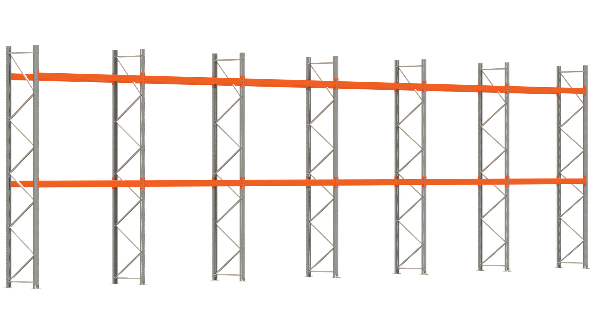 Palettenregal ARTUS - Breite 1679,5 cm - Höhe 450 cm - Tiefe 80 cm - Fachlast 3000 kg - 36 Palettenstellplätze