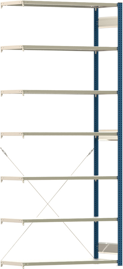 Fachbodenregal BERT - Breite: 128,5 cm - Tiefe: 50 cm - Höhe: 300 cm - 7 Böden - Anbauregal