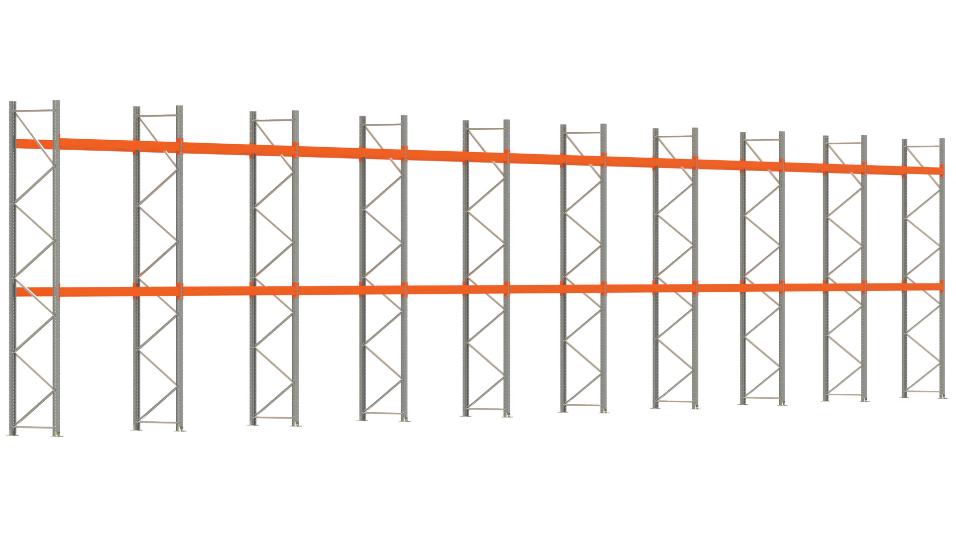 Palettenregal ARTUS - Breite 2515 cm - Höhe 450 cm - Tiefe 80 cm - Fachlast 3000 kg - 54 Palettenstellplätze