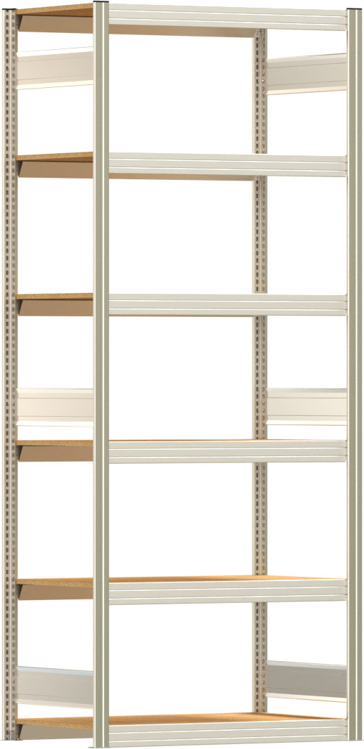 Fachbodenregal BERT - Breite: 100,5 cm - Tiefe: 60 cm - Höhe: 250 cm - 6 Böden - Grundregal