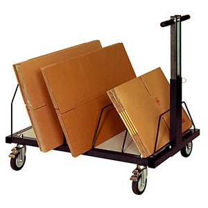 Kartonagenmagazin, fahrbar, 1 Ebene für ca. 100 Kartons, mit versenkbarem Teleskop-Schiebebügel, BxTxH 1015x600x690 mm