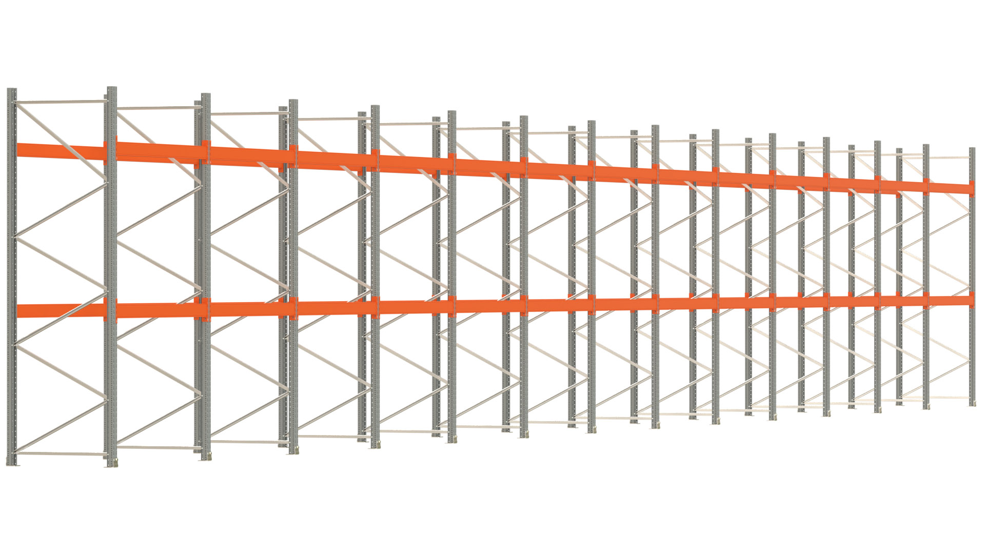 Palettenregal ARTUS - Breite 2589 cm - Höhe 350 cm - Tiefe 110 cm - Fachlast 2000 kg - 78 Palettenstellplätze