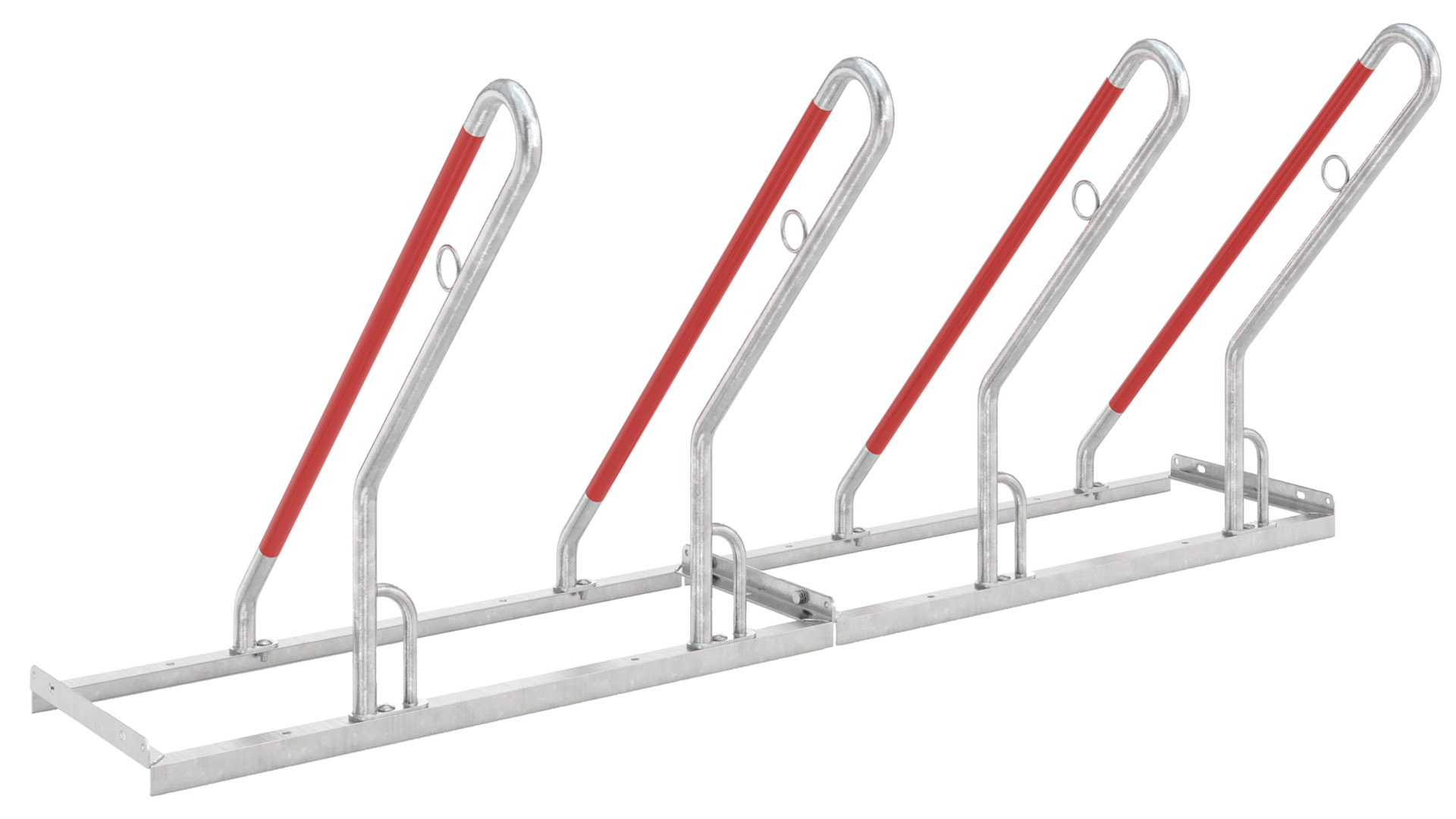 Fahrradbügel, Anlehnbügel - für 4 Fahrräder - Breite: 200 cm - verzinkt