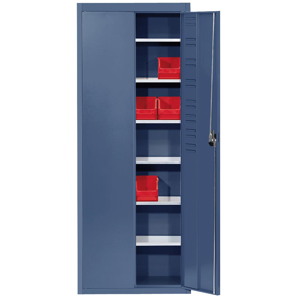 Flügeltürenschrank, BxTxH 680x280x1740 mm, RAL 5007 brilliantblau, Fachlast 50 kg