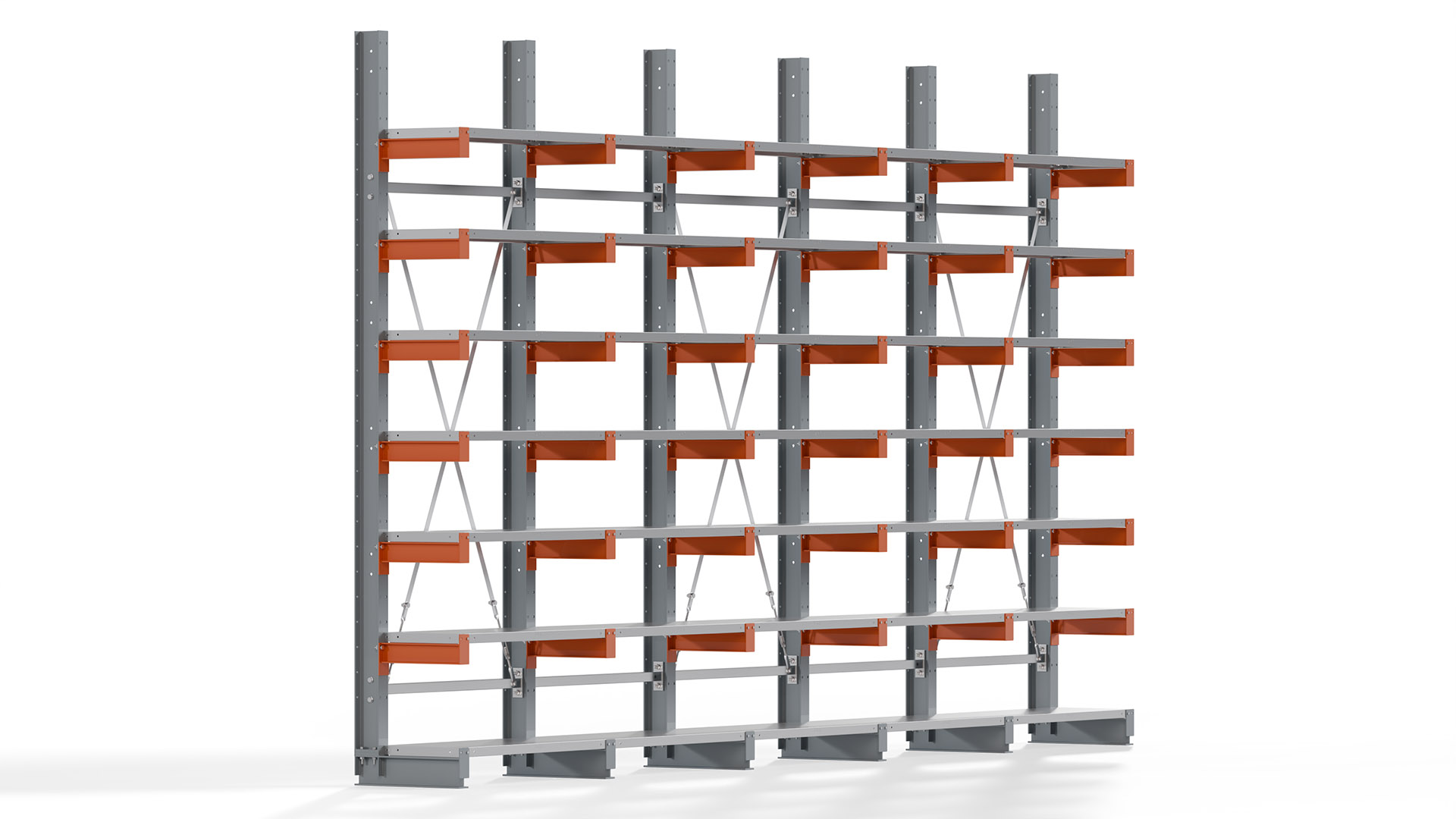 Kragarmregal KARL basic - lackiert - Breite: 500 cm - Höhe: 300 cm - Tiefe: 40 cm - Traglast je Kragarm: 1100 kg - einseitig