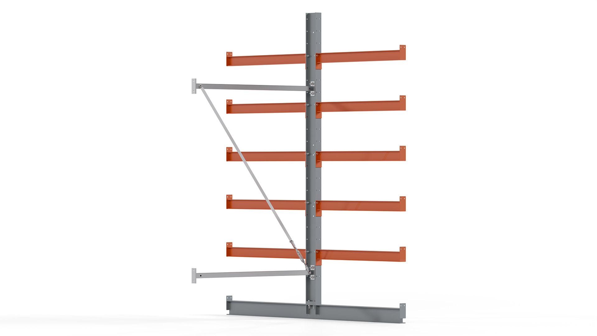 Kragarmregal KARL basic - Anbaufeld - Breite: 100 cm - Höhe: 250 cm - Tiefe: 212 cm - Traglast je Arm: 450 kg - doppelseitig