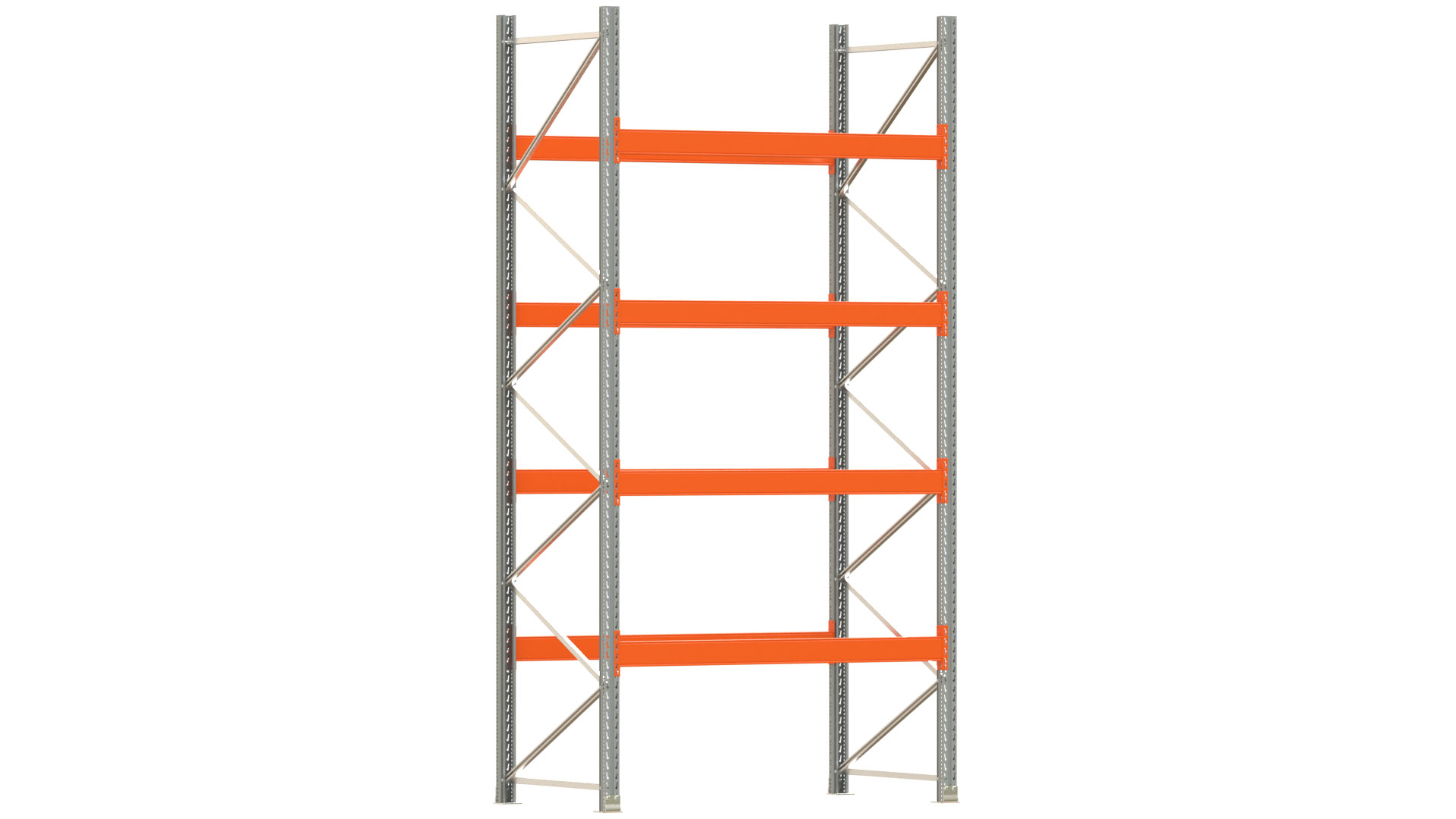 Palettenregal ARTUS - Breite 207 cm - Höhe 400 cm - Tiefe 110 cm - 4 Träger-Ebenen - Fachlast 2600 kg - 10 Palettenstellplätze