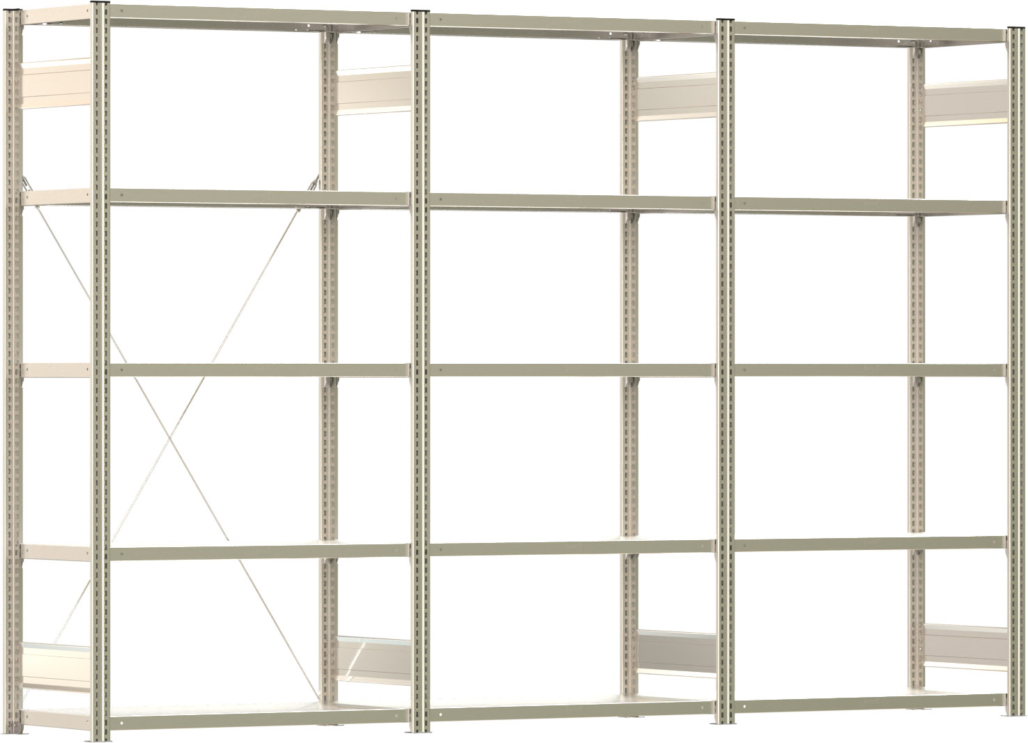 Fachbodenregal BERT - Breite: 301,5 cm - Tiefe: 50 cm - Höhe: 200 cm - 15 Böden - Regalreihe