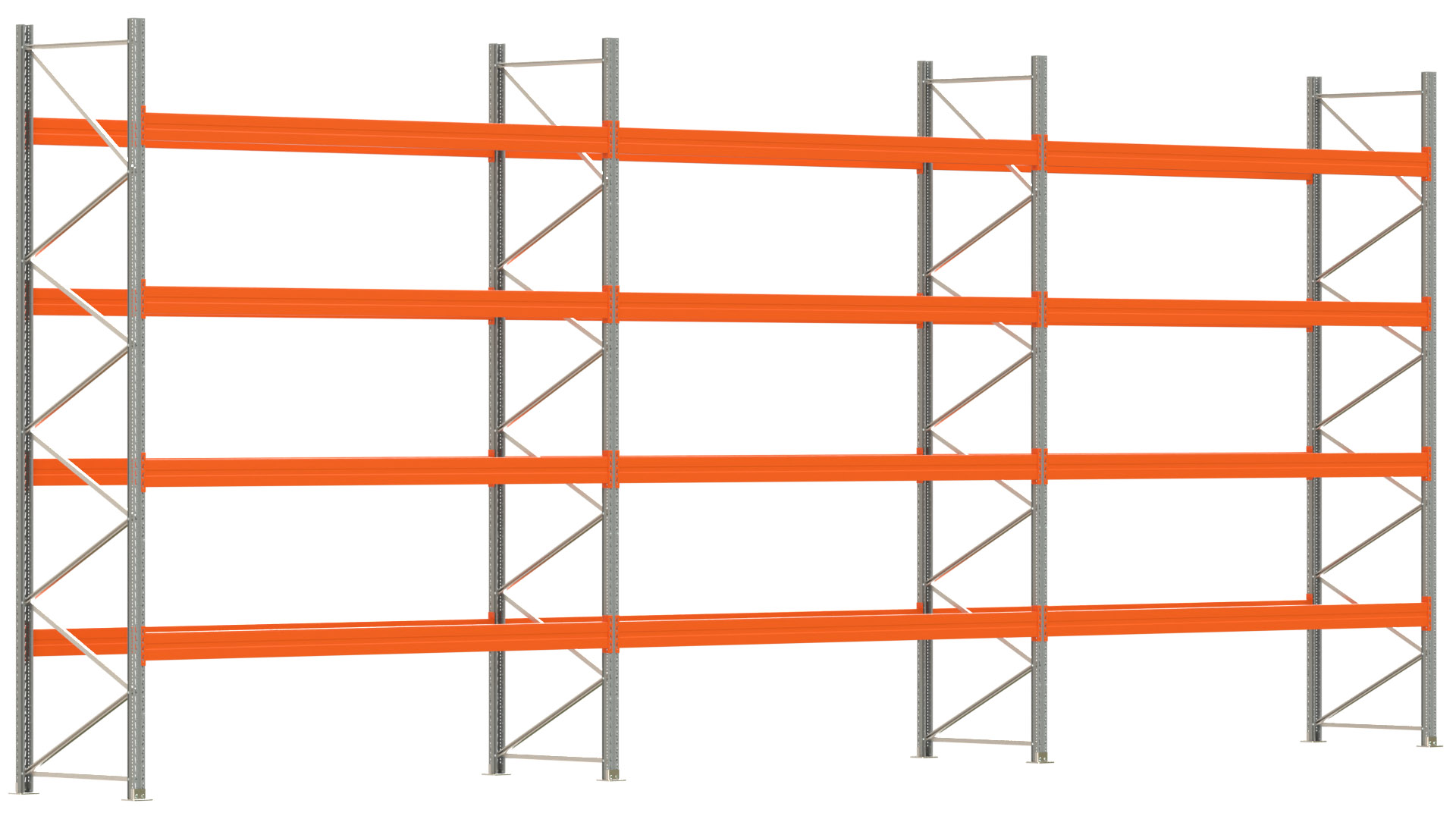 Palettenregal ARTUS - Breite 1114 cm - Höhe 450 cm - Tiefe 110 cm - Fachlast 2400 kg - 60 Palettenstellplätze