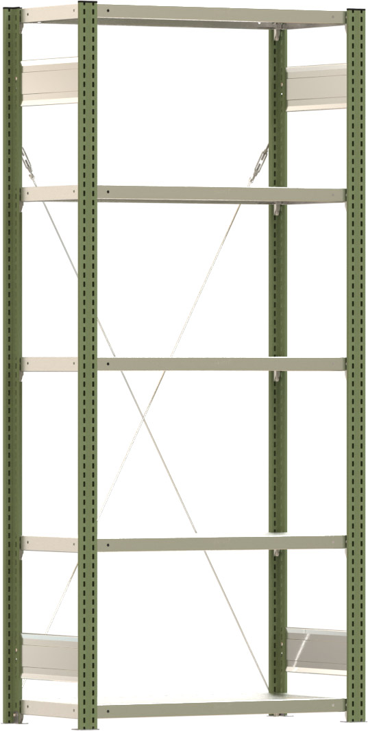 Fachbodenregal BERT - Breite: 87,5 cm - Tiefe: 40 cm - Höhe: 200 cm - 5 Böden - Grundregal