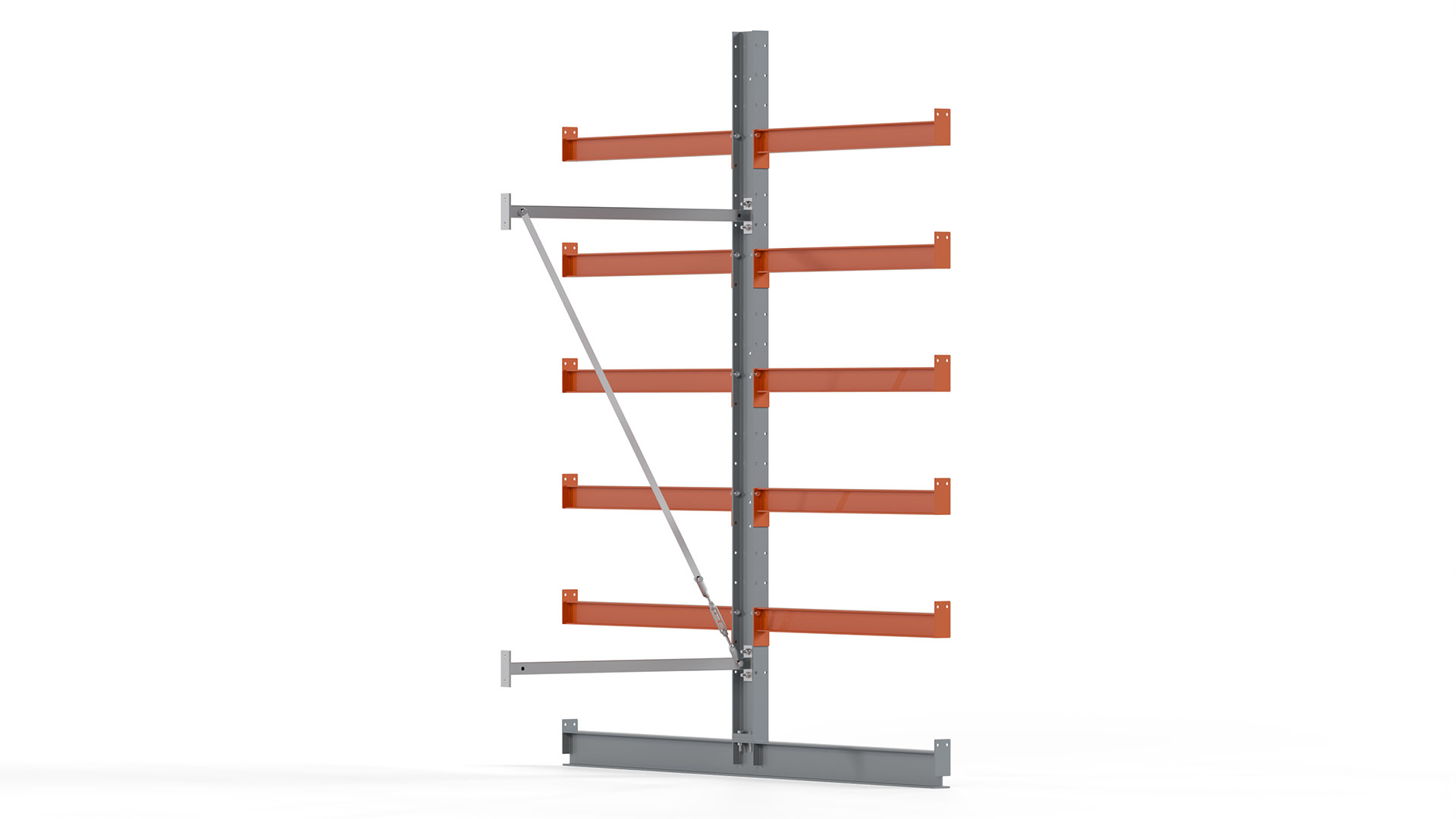 Kragarmregal KARL basic - Anbaufeld - Breite: 100 cm - Höhe: 250 cm - Tiefe: 212 cm - Traglast je Arm: 450 kg - doppelseitig