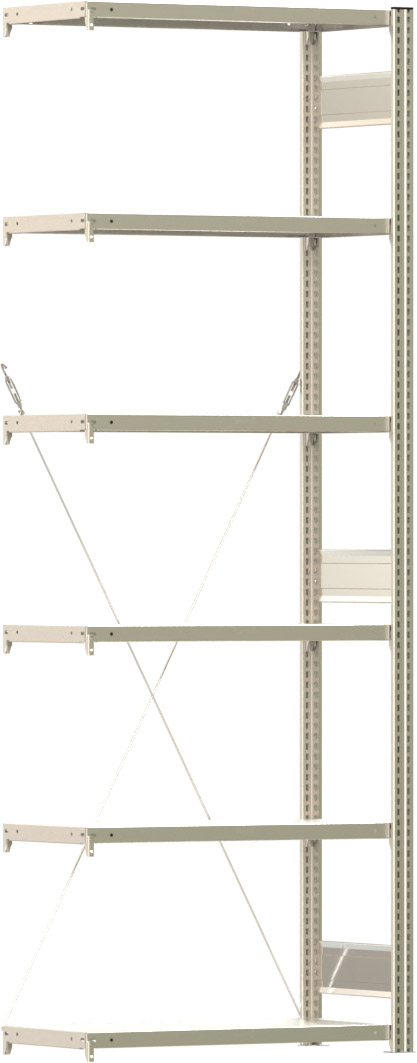 Fachbodenregal BERT - Breite: 87,5 cm - Tiefe: 40 cm - Höhe: 250 cm - 6 Böden - Anbauregal