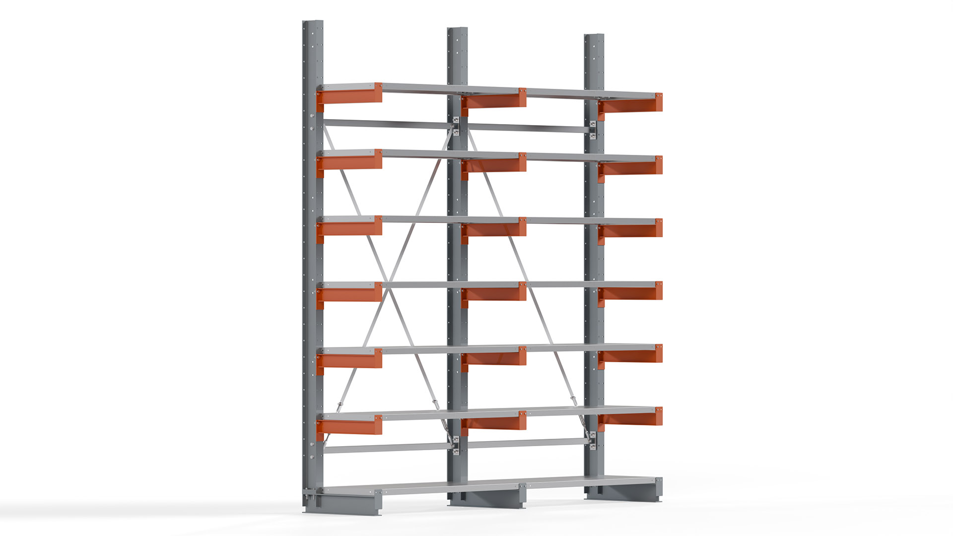 Kragarmregal KARL basic - lackiert - Breite: 256 cm - Höhe: 300 cm - Tiefe: 50 cm - Traglast je Kragarm: 870 kg - einseitig