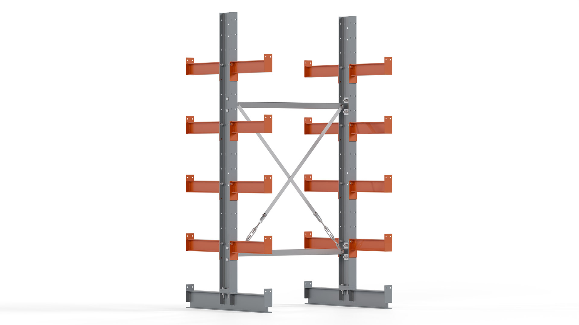 Kragarmregal KARL basic - lackiert - Breite: 100 cm - Höhe: 200 cm - Tiefe: 40 cm - Traglast je Kragarm: 1100 kg - beidseitig