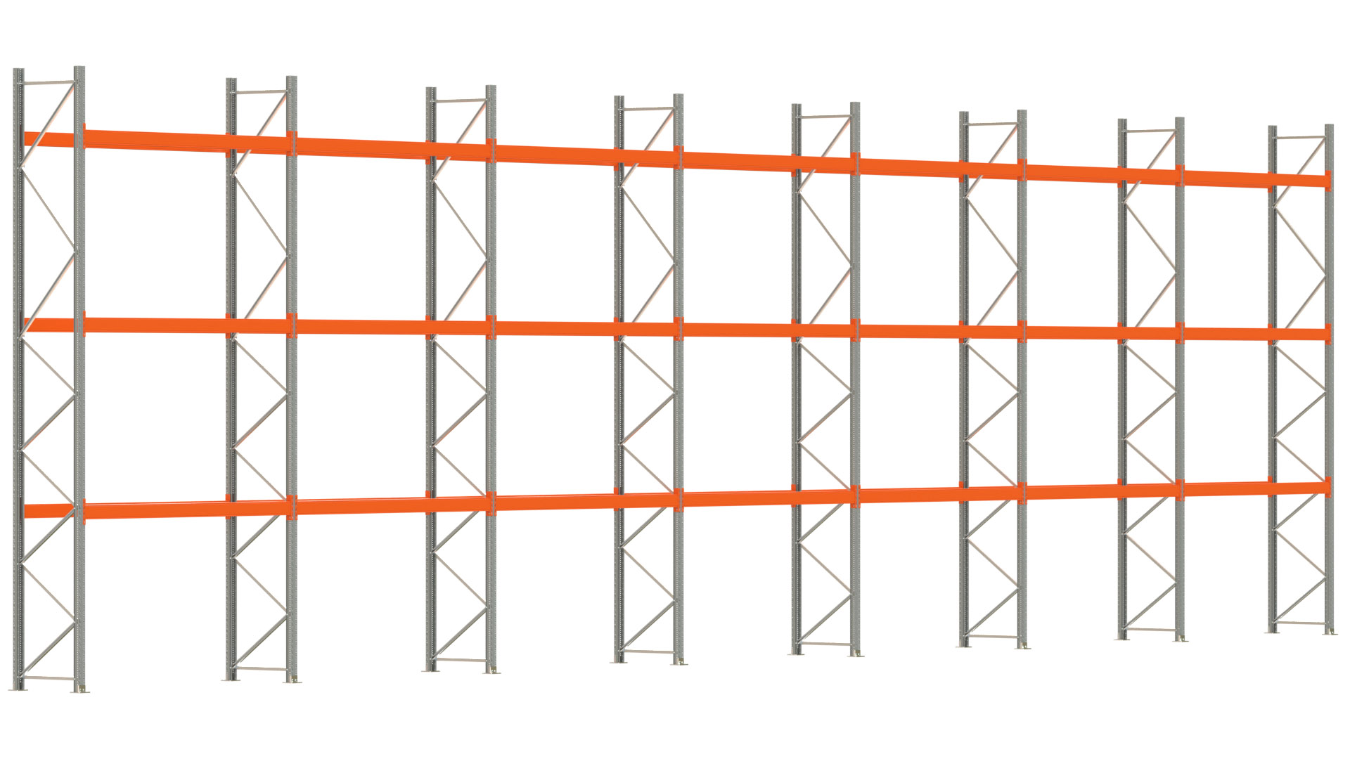 Palettenregal ARTUS - Breite 1958 cm - Höhe 550 cm - Tiefe 80 cm - Fachlast 2770 kg - 56 Palettenstellplätze